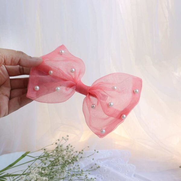 Sheer Fairy Pearlish Hair Bow