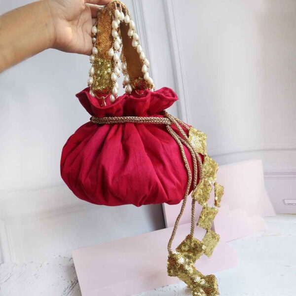 Fuchsia Gleam Round Potli Bag - Image 3