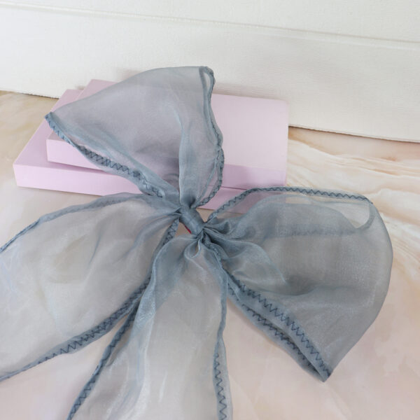 Oversized Hair Bow Grey Organza