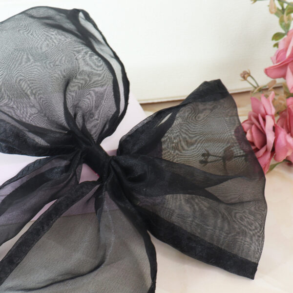 Oversized Hair Bow Black Organza - Image 2