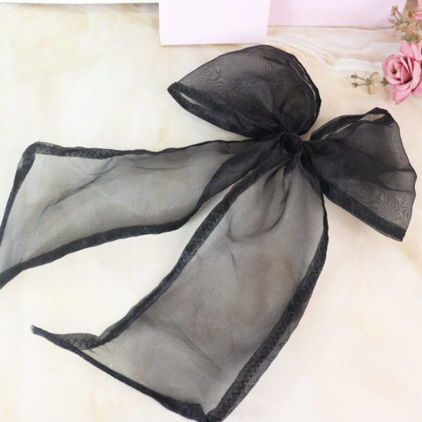 Oversized Hair Bow Black Organza - Image 3