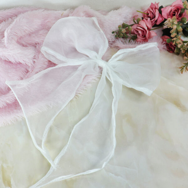 Oversized Hair Bow White Organza - Image 2