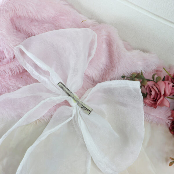 Oversized Hair Bow White Organza - Image 3