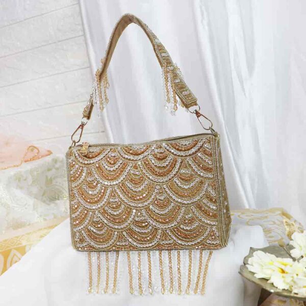 Henna Glam Brown Beaded Handbag