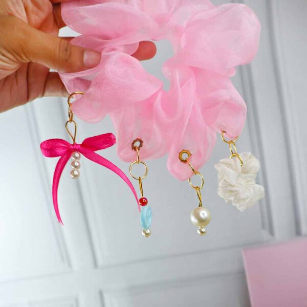Pink Bae Charm Scrunchies
