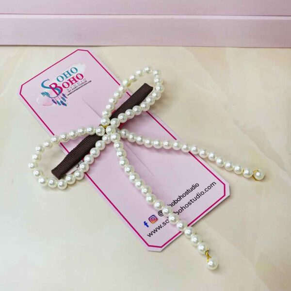 Pearly feminine Bow Hair Clip - Image 2